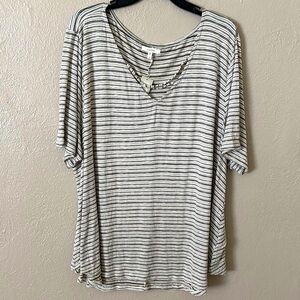 Women’s Maurice’s Short Sleeve Top Plus Size, 4X, Stripe